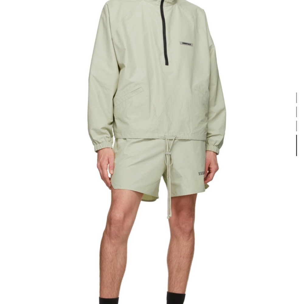 ESSENTIALS Sage Green Pullover Windbreaker